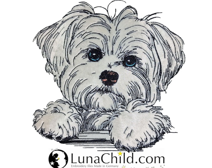 Stickdatei - Hund - Applikation Malteser "Nala" - in 10 Größen - für helle & dunkle Stoffe - LunaChild