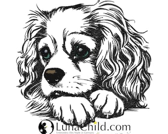 NEW Embroidery file Cavalier King Charles Cavalier Spaniel "Lotte" dog realistic commercial use LunaChild