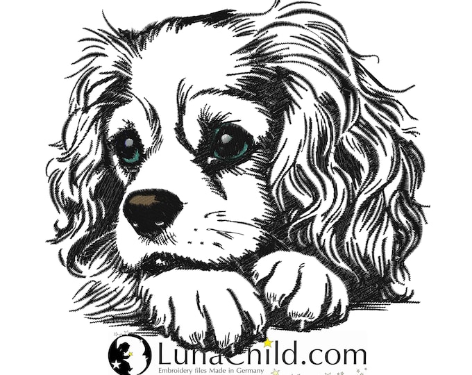 NEW Embroidery file Cavalier King Charles Cavalier Spaniel "Lotte" dog realistic commercial use LunaChild
