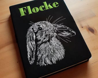 WENIGER STICHE - Stickdatei Hase "Flocke" LIGHT - für dunkle Stoffe -  Hund - LunaChild - 6 Größen
