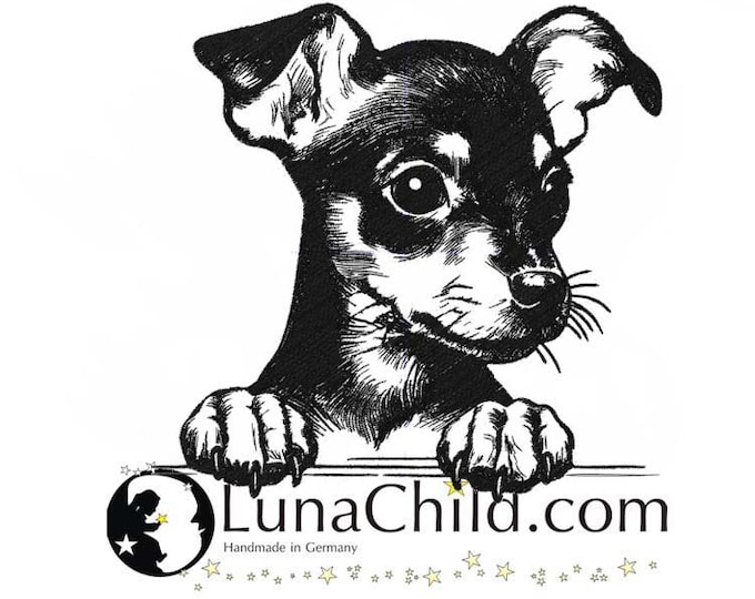 Embroidery file Prague Rattler Miniature Pinscher "Kimba" dog realistic commercial use LunaChild