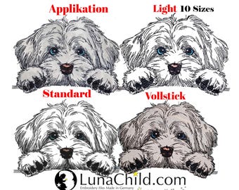 Stickdatei Set Applikation - Vollstick - Light - Standard  - Havaneser "Summer" - für helle & dunkle Stoffe - in 8 bzw 10 Größen - LunaChild