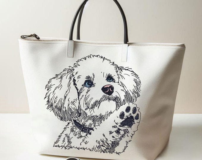 WENIGER STICHE - Stickdatei Pudel "Farly" LIGHT - 10 Größen - für Helle Stoffe -  Hund - Embroidery design poodle - 10 sizes - LunaChild