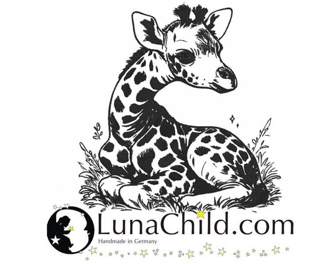 Stickdatei Giraffe Baby "Honey" liegend realistisch kommerzielle Nutzung LunaChild