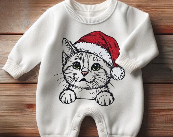 TESTVERSION Stickdatei Katze "Sweetie" – Niedliches Kätzchen mit Weihnachtsmütze – Für helle Stoffe – 1 Größen enthalten – LunaChild