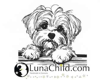 Embroidery file Maltese puppy "Nala" puppy dog peeking realistic commercial use LunaChild