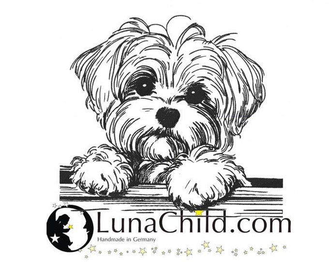 Embroidery file Maltese puppy "Nala" puppy dog peeking realistic commercial use LunaChild