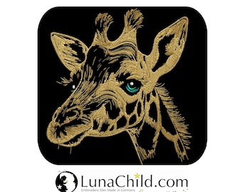 NEW Embroidery file Giraffe "Peach" realistic commercial use LunaChild