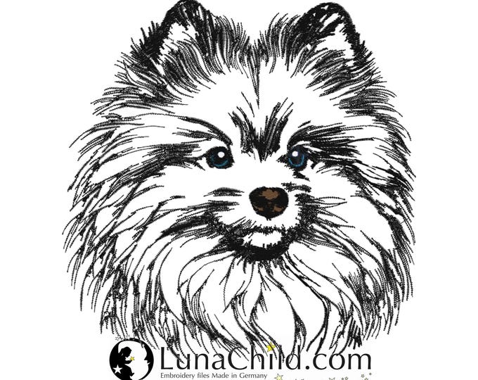 NEU Stickdatei deutscher Spitz "Sascha" Hund realistisch kommerzielle Nutzung LunaChild