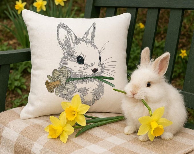 WENIGER STICHE - Stickdatei Hase "Ilona" LIGHT - für Helle Stoffe -  - 10 Größen - Häschen - LunaChild