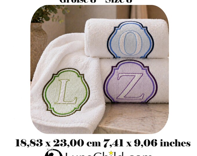 Stickdatei - Set Größe 8 Alphabet Präge Stickmuster - Buchstaben "A - Z" - geprägt -  18,83 x 23,00 cm ( 7,41 x 9,06 inches ) LunaChild