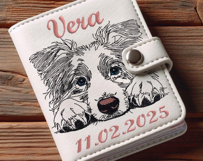 WENIGER STICHE - Stickdatei Border Collie "Vera" LIGHT - für Helle Stoffe -  Hund LunaChild - 6 Größen -