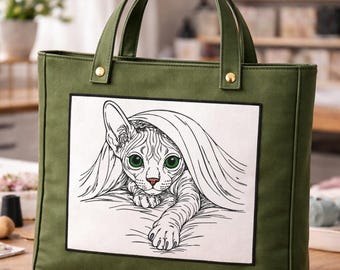 Stickdatei - Katze  - Sphynx - "Velvet" - in 8 Größen - für helle Stoffe - Embroidery Design Hairless Cat LunaChild