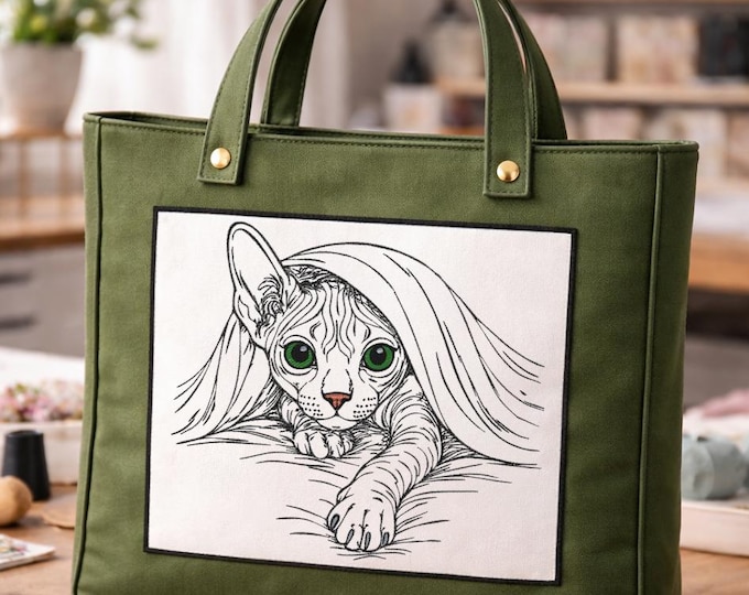 Stickdatei - Katze  - Sphynx - "Velvet" - in 8 Größen - für helle Stoffe - Embroidery Design Hairless Cat LunaChild