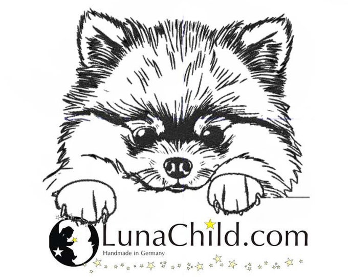 Embroidery file Pomeranian Zwergspitz puppy "Lucky" dog peeking realistic commercial use LunaChild