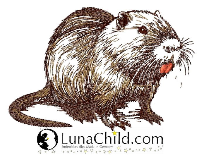 New Embroidery file Nutria in natural colors "Donny" realistic commercial use LunaChild