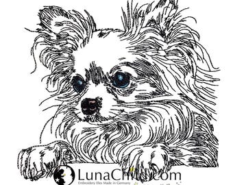 WENIGER STICHE - Stickdatei Chihuahua "Kim" - LIGHT - für helle Stoffe - Hund -  LunaChild