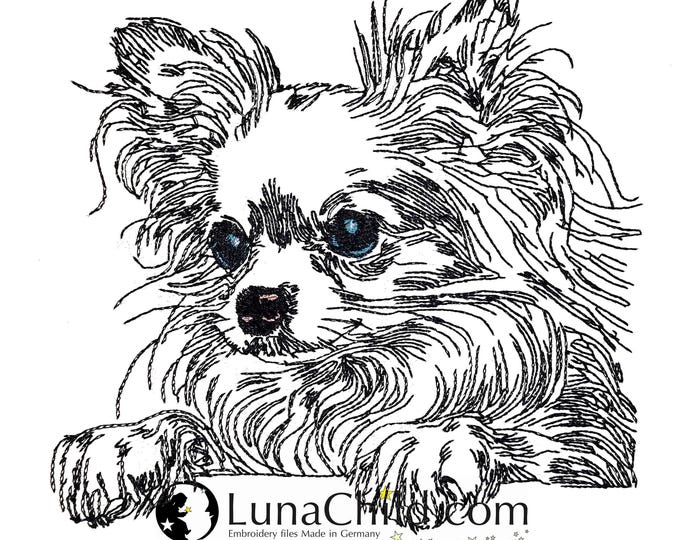 WENIGER STICHE - Stickdatei Chihuahua "Kim" - LIGHT - für helle Stoffe - Hund -  LunaChild
