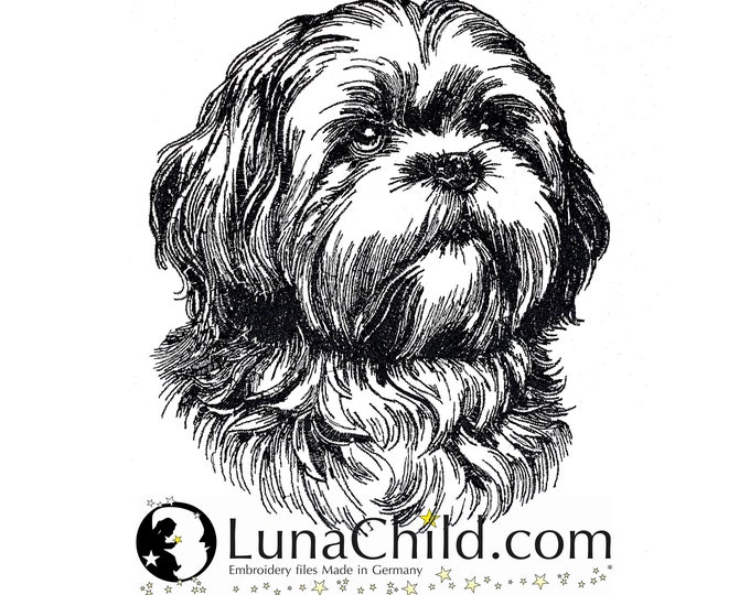 Stickdatei Lhasa Apso "Gustav" Hund realistisch kommerzielle Nutzung LunaChild