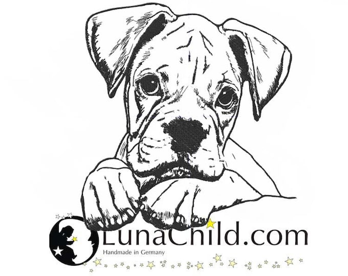 Stickdatei Boxer Welpe "Rufus" Hund realistisch kommerzielle Nutzung Maschinenstickerei LunaChild