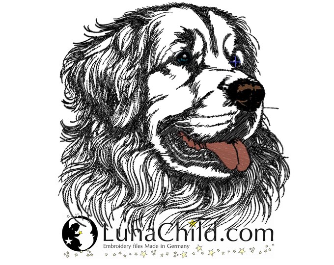 New Embroidery File Hovawart "Liandra" Dog peering realistic commercial use LunaChild