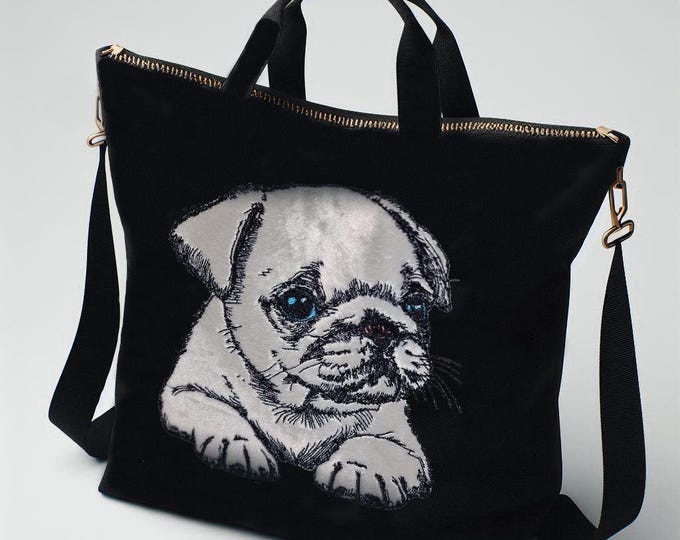 Stickdatei - Applikation - Mops Welpe  "Daisy" für helle & dunkle Stoffe - LunaChild - Hund