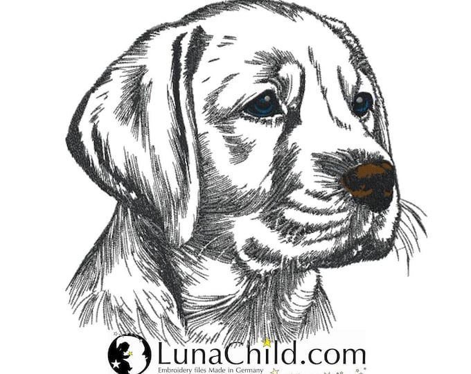 Stickdatei - Hund - Labrador Welpe "Arlo" - für helle Stoffe - 8 Größen - LunaChild