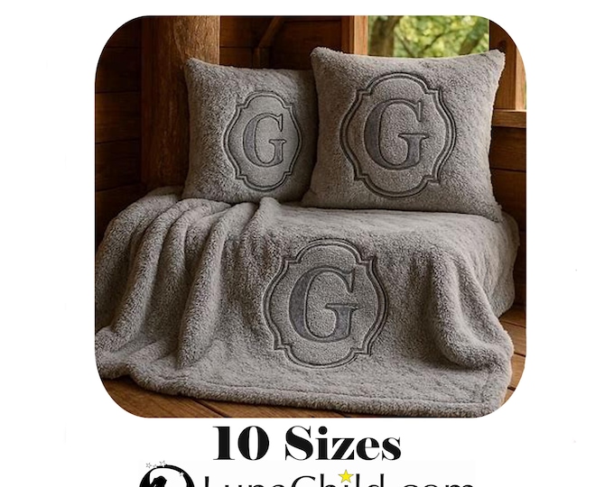 Stickdatei - Präge Stickmuster - Buchstabe "G" - geprägt in 10 Größen - LunaChild - Embroidery design towel