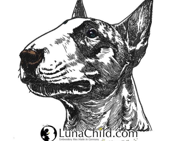 NEU Stickdatei Bullterrier "Chiquita" Hund realistisch kommerzielle Nutzung LunaChild