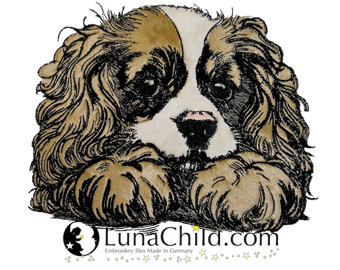 NEU Stickdatei Applikation King Charles Cavalier "Marley" kommerzielle Nutzung LunaChild Hund Apli