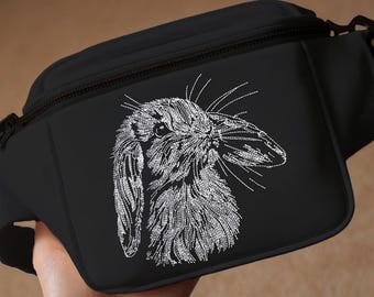WENIGER STICHE - Stickdatei Hase "Flocke" LIGHT - für dunkle Stoffe -  Hund - LunaChild - 6 Größen