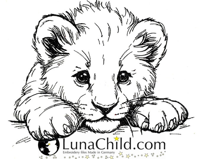 Embroidery file lion "Floyd" realistic commercial use LunaChild