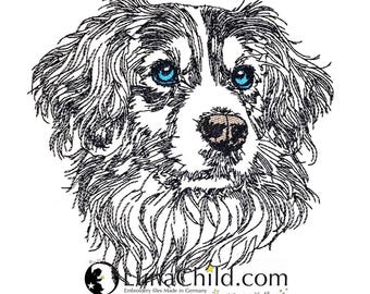 WENIGER STICHE - Stickdatei Kooiker "Cash" - LIGHT - für helle Stoffe Hund LunaChild