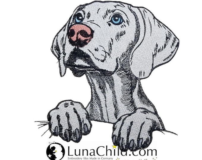 Stickmotiv Weimaraner „Emma“ –  Dog Embroidery Design – Vollstick – 10 Größen – LunaChild