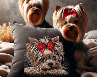 Stickdatei- AUFWENDIG - Yorkshire Terrier "Birdie" -  für dunkle Stoffe - Hund - LunaChild