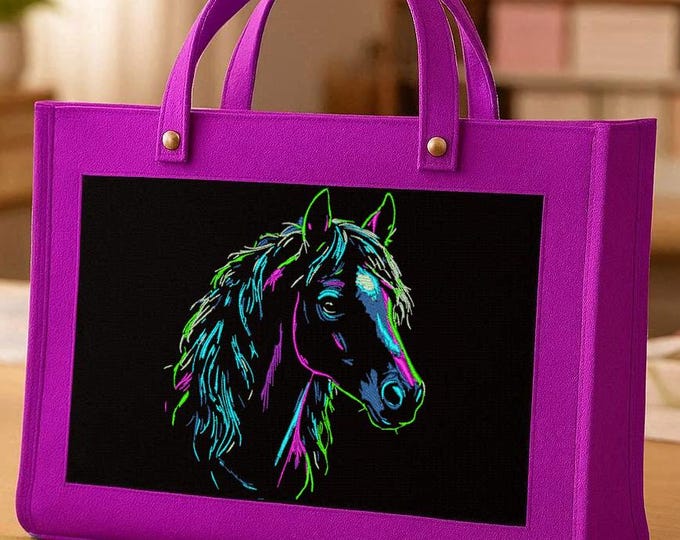 Stickdatei Pferd "Lumina" – Aufwendig & detailreich – Für dunkle Stoffe – 10 Größen – LunaChild Stickmuster