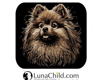 Stickdatei - AUFWENDIG -  Deutscher Spitz "Purdy" - Hund -  für dunkle Stoffe - LunaChild