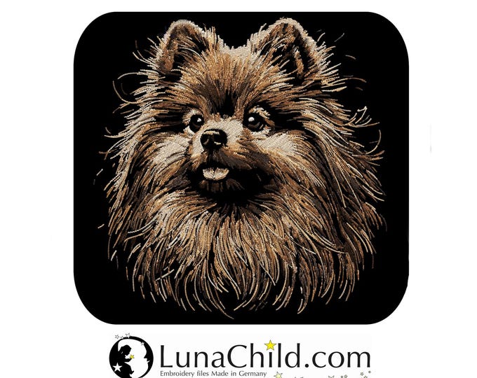 Stickdatei - AUFWENDIG -  Deutscher Spitz "Purdy" - Hund -  für dunkle Stoffe - LunaChild
