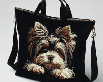 Stickdatei - Hund - AUFWENDIG -  Biewer Yorkshire Terrier "Noel" - 8 Größen - für dunkle Stoffe - LunaChild