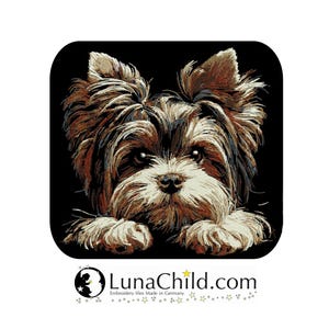 Embroidery design - Intricate - Biewer Yorkshire Terrier "Noel" - 8 sizes - for dark fabrics - Dog - LunaChild image 1