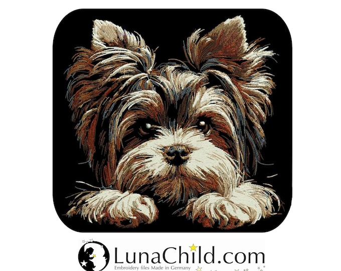 Embroidery file - COMPLEX - Biewer Yorkshire Terrier "Noel" - 8 sizes - for dark fabrics - Dog - LunaChild
