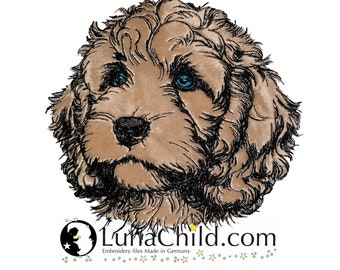 NEW Embroidery design appliqué Cockapoo "Milli" commercial use LunaChild dog appliqué