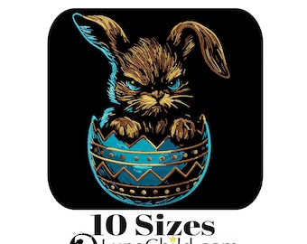 Stickdatei - grumpy Hase "Grummel" –  Für dunkle Stoffe – 10 Größen – LunaChild Stickmuster ärgerliches Häschen