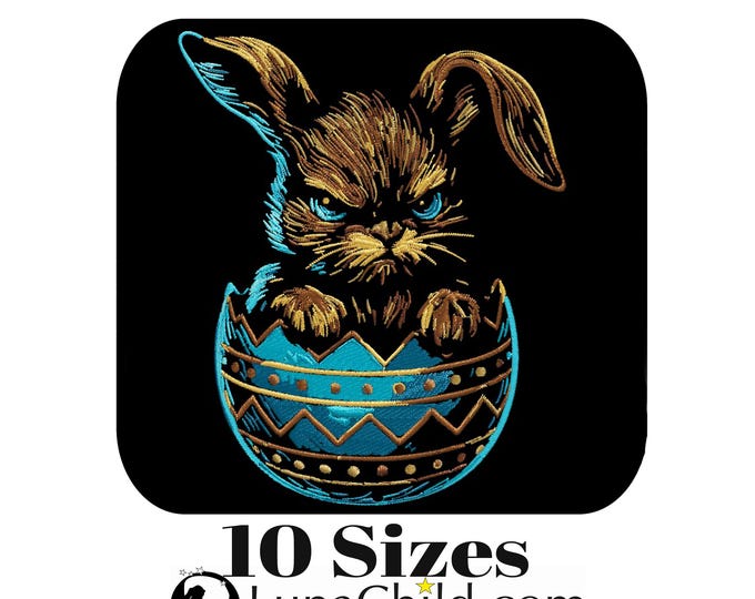 Stickdatei - grumpy Hase "Grummel" –  Für dunkle Stoffe – 10 Größen – LunaChild Stickmuster ärgerliches Häschen