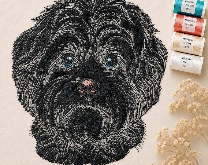 Bolonka Applique Embroidery Design "Sibille" – Dog Applique Embroidery – 4 Sizes – LunaChild