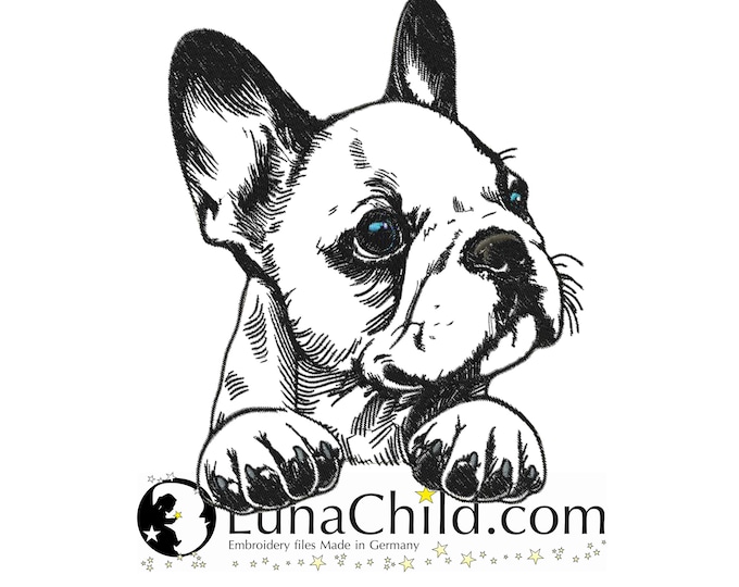 NEU Stickdatei Französische Bulldogge Welpe " Luna " Hund realistisch kommerzielle Nutzung LunaChild