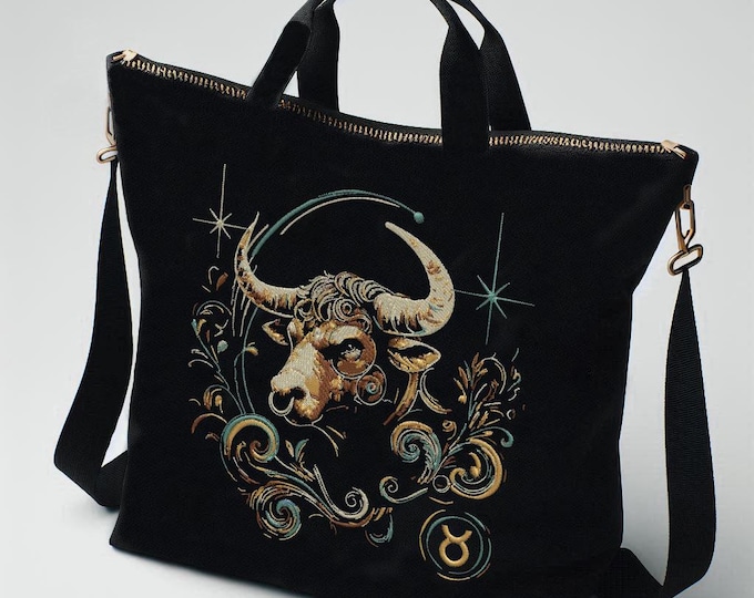 Taurus Zodiac Embroidery Design • Elegant Bull Embroidery File • Astrology Machine Embroidery Pattern • Dark Fabric Design