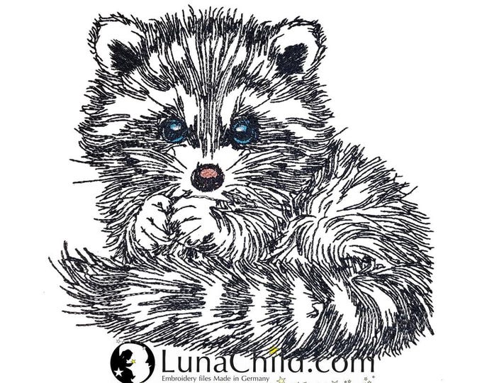 FEWER STITCHES - Embroidery file Raccoon "Paddy" - LIGHT - for light fabrics - LunaChild