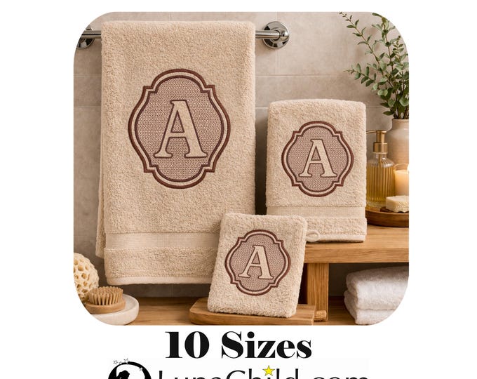 Stickdatei - Präge Stickmuster - Buchstabe A - geprägt in 10 Größen - LunaChild - Embroidery design towel