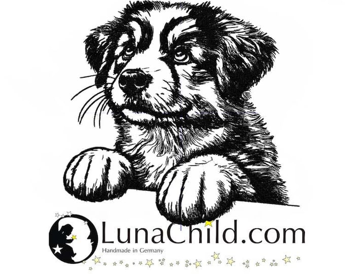 Stickdatei Australian Shepherd Welpe "Allie" Hund realistisch kommerzielle Nutzung LunaChild